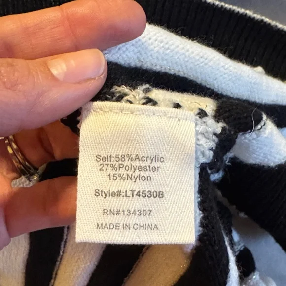 Line & Dot Black and White Striped Cardigan - Picture 3 of 4